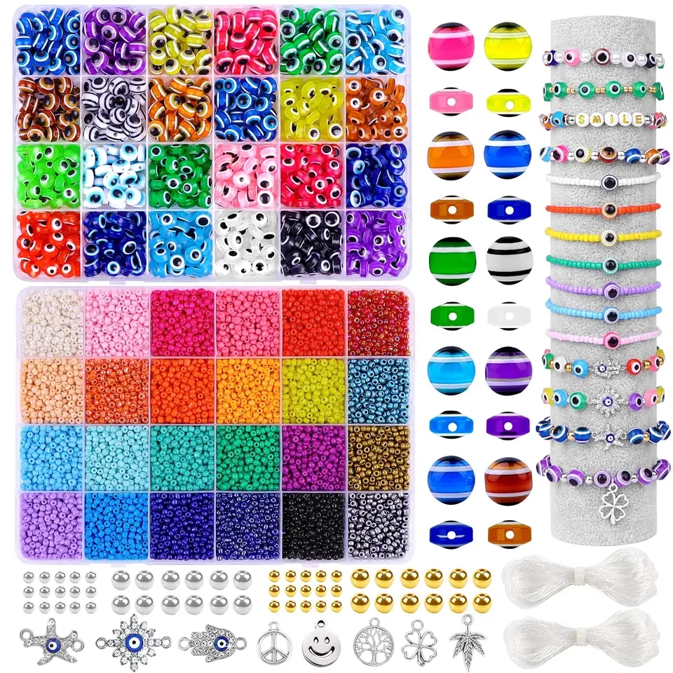 Wholesale 2mm 3mm 4mm Glass Seed Beads Alloy Findings Kits