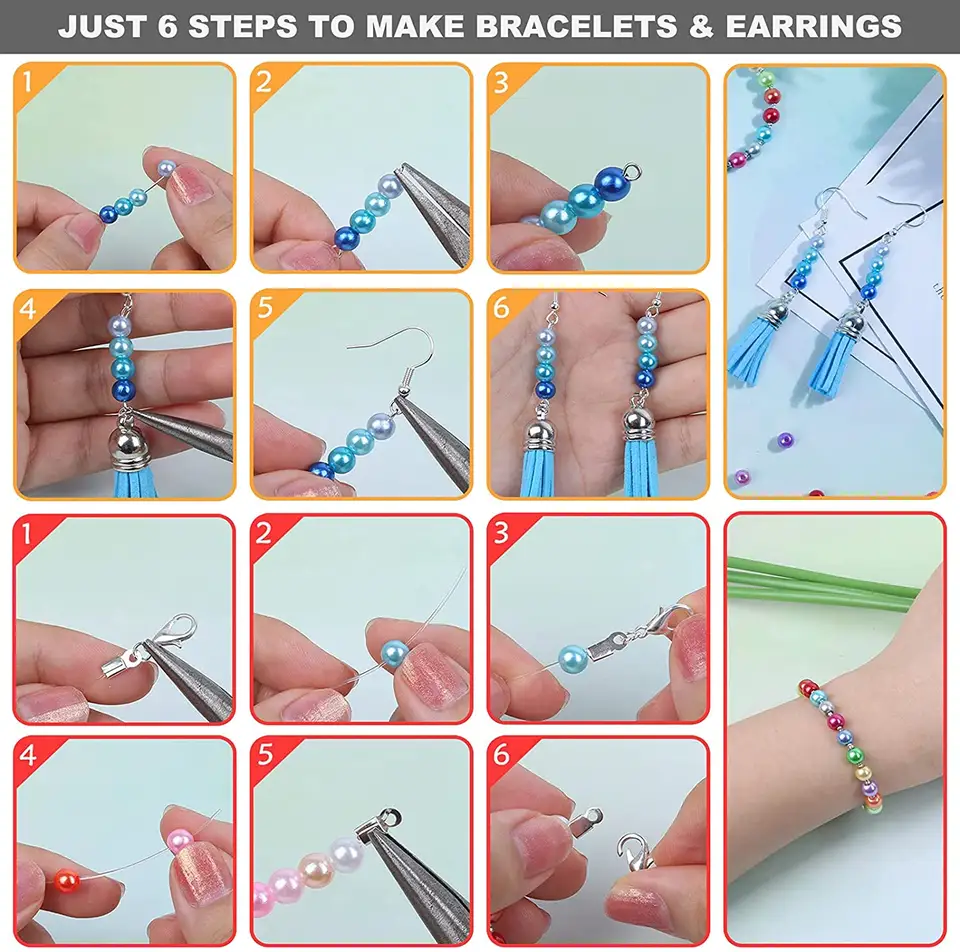 Colorful Acrylic Pearl Kits DIY Artificial Pearl Jewelry Beaded Set