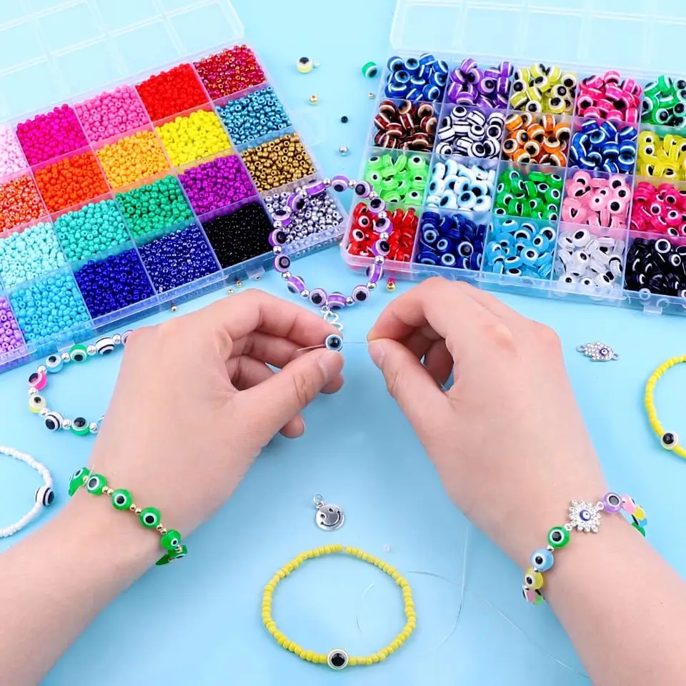 Wholesale 2mm 3mm 4mm Glass Seed Beads Alloy Findings Kits