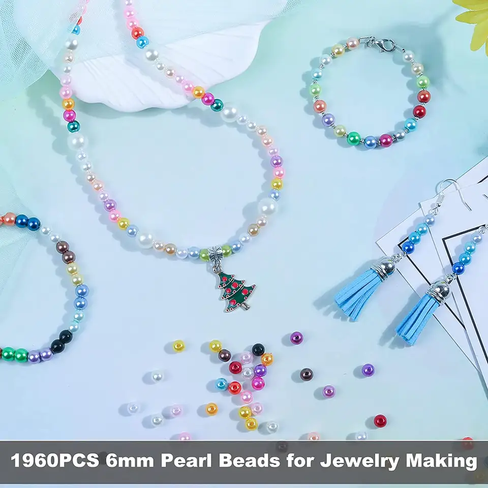 Colorful Acrylic Pearl Kits DIY Artificial Pearl Jewelry Beaded Set