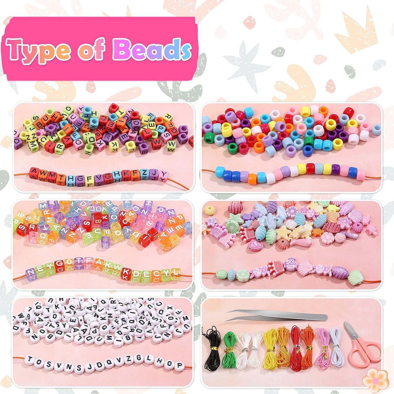 Wholesale Sell Color Hole Beads 6MM Letter Kit