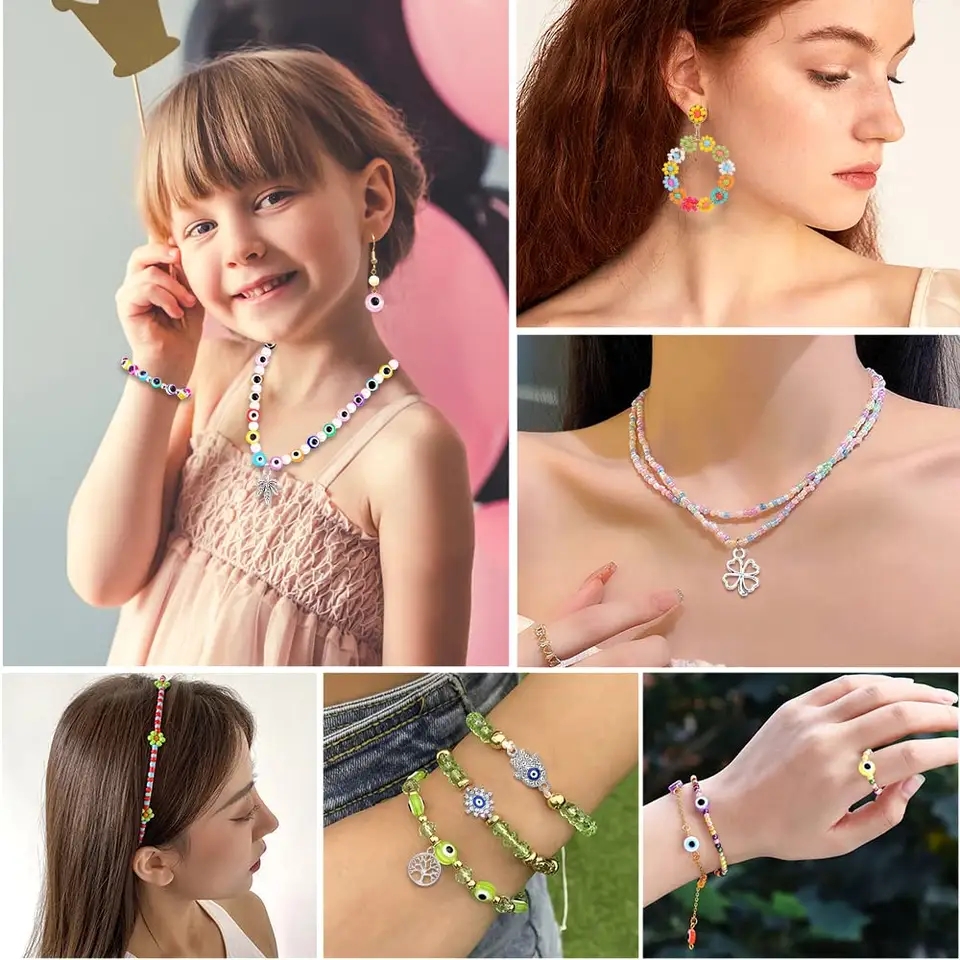 Wholesale 2mm 3mm 4mm Glass Seed Beads Alloy Findings Kits