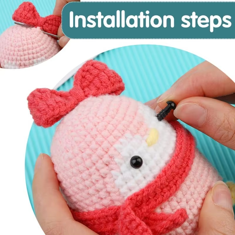 Crochet Animal Kits Manufacturers Sell Yarn DIY Woven Pink Penguin Set
