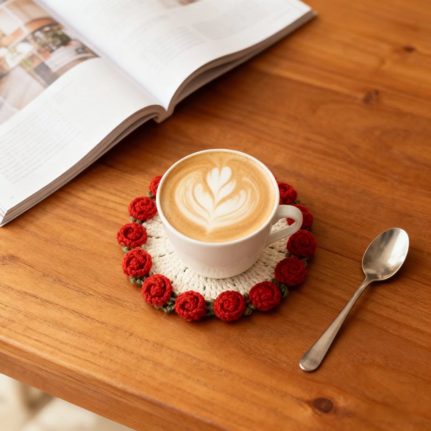 Crochet Rose Flower Coaster