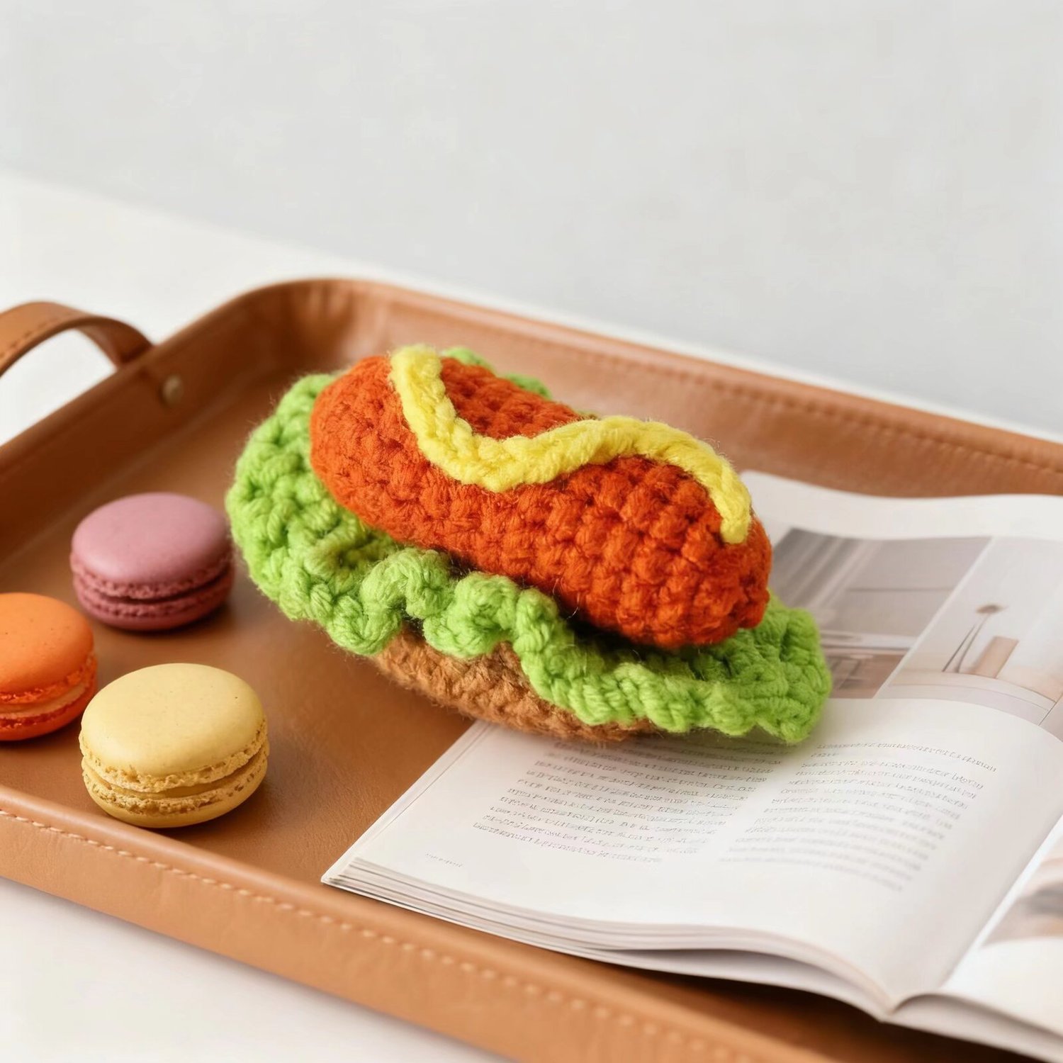 Mini Hot Dog Crochet Plush