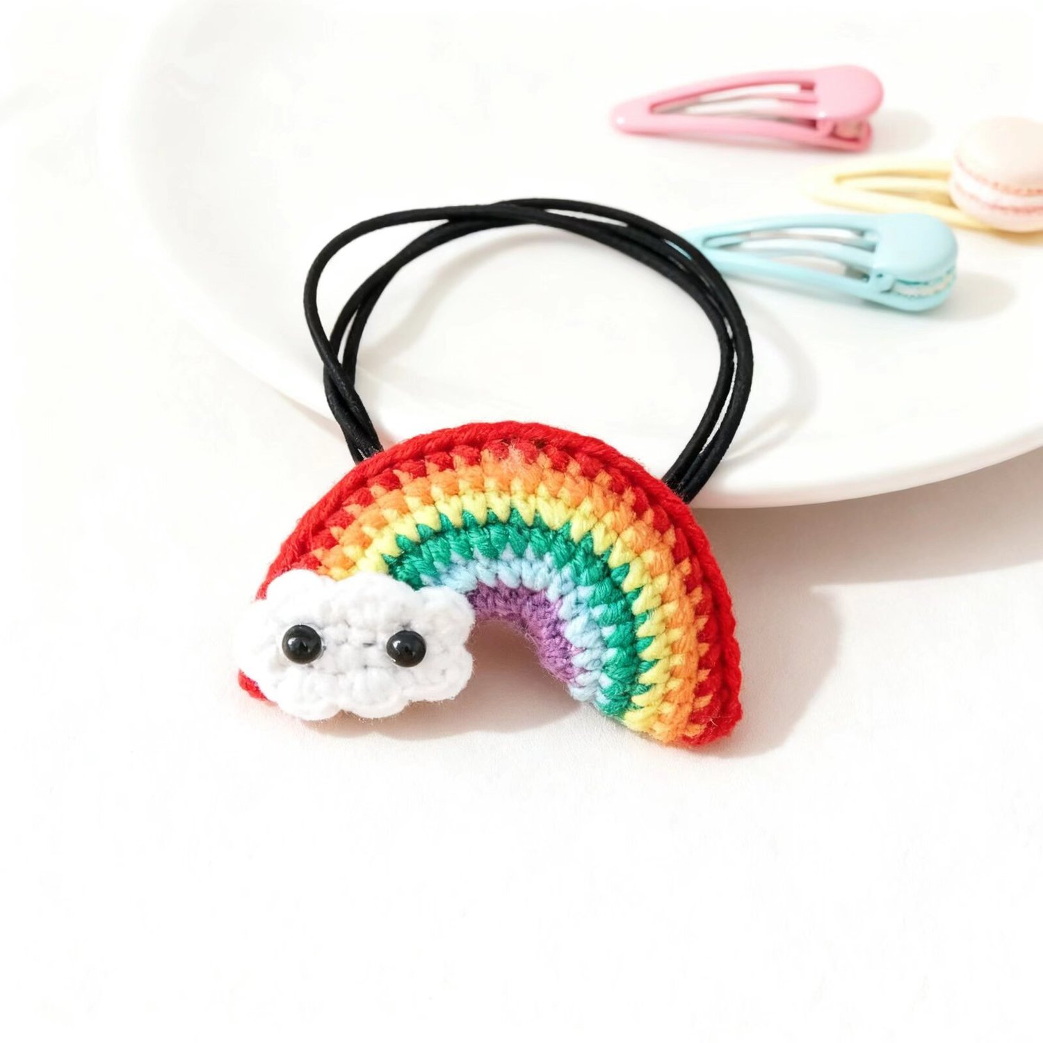 Crochet Rainbow Hair Tie
