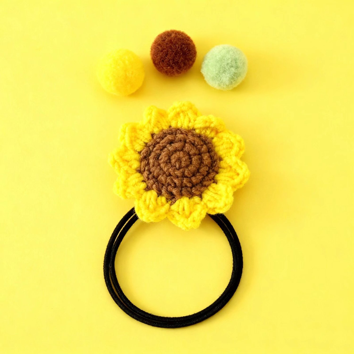 Crochet Sunflower Hair Tie