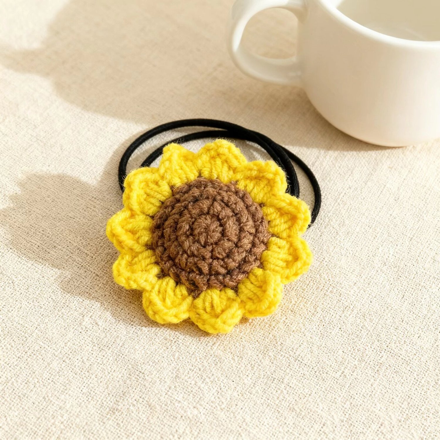 Crochet Sunflower Hair Tie