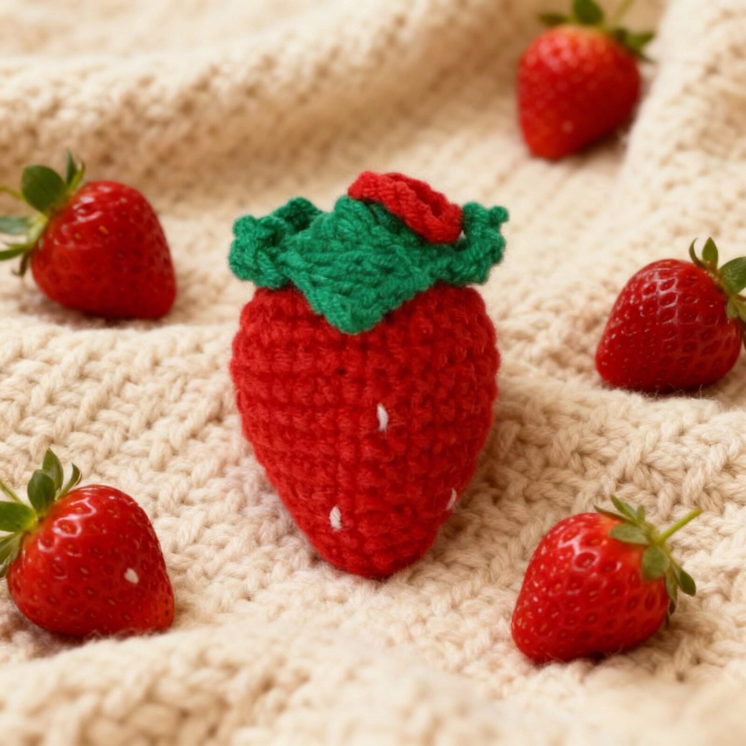 Mini Strawberry Crochet Plush