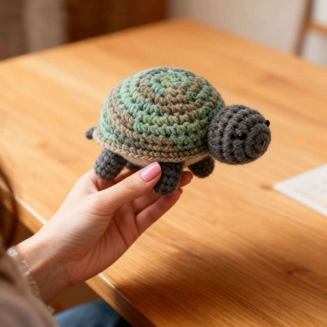 Crochet Natural Turtle Bag Charm