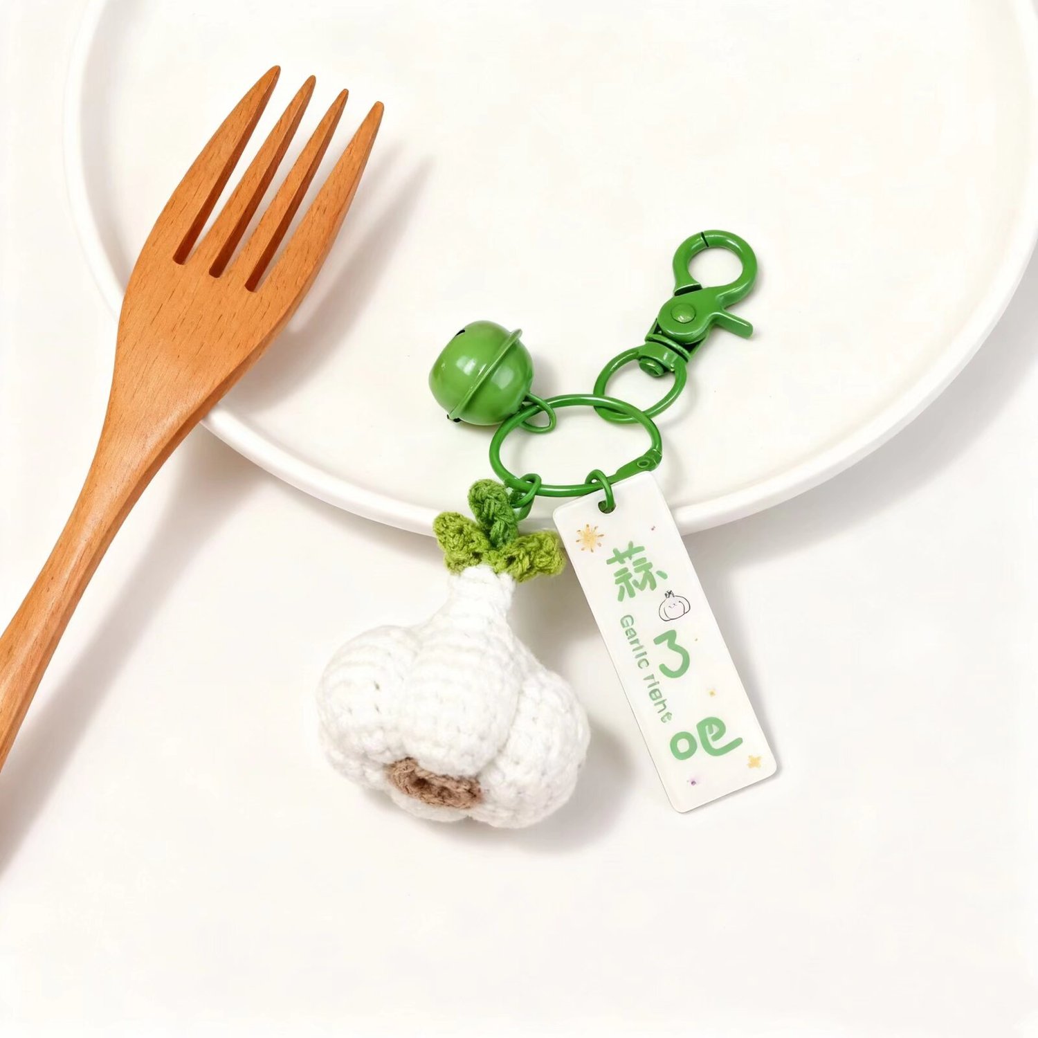Crochet Garlic Keychain Amigurumi Charm