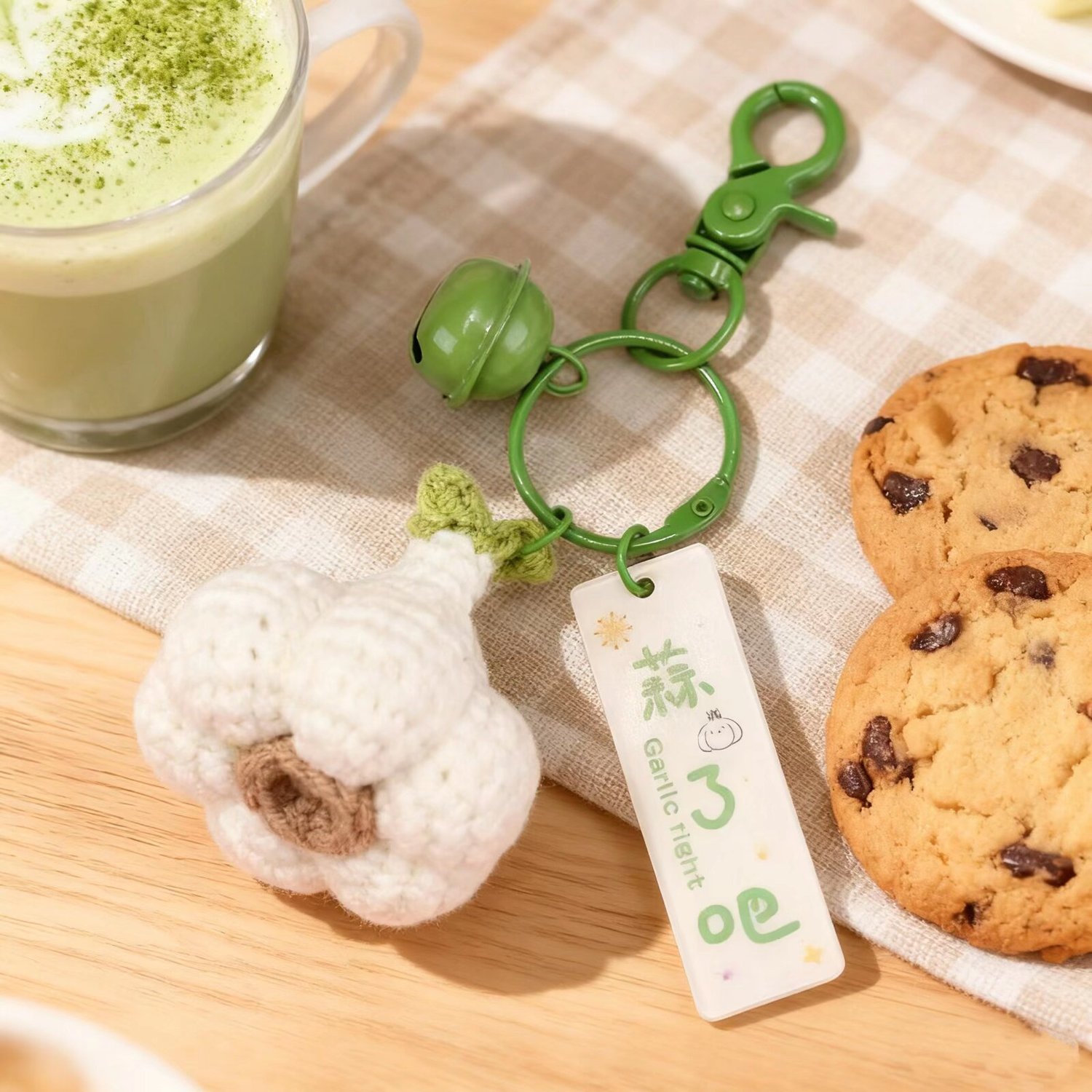 Crochet Garlic Keychain Amigurumi Charm