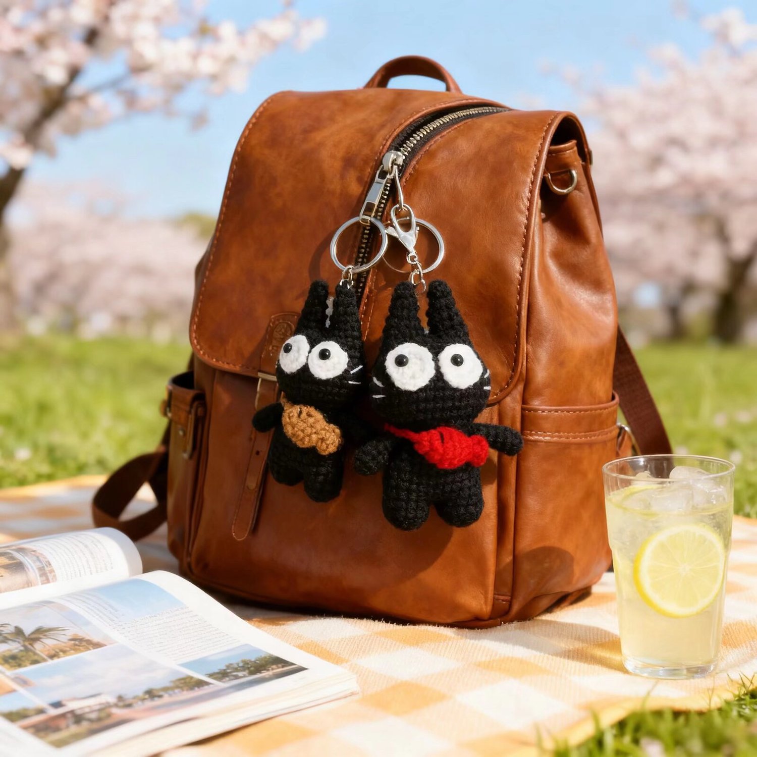 Crochet Black Cat Keychain Plush