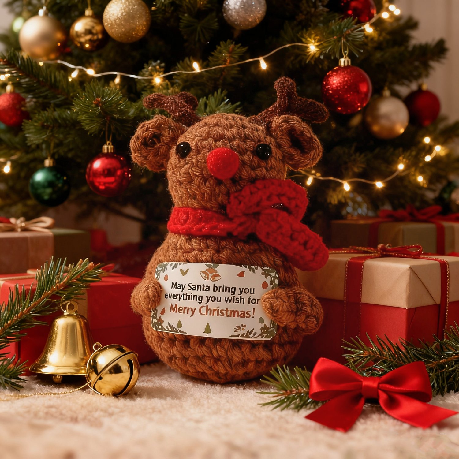 Crochet Christmas Moose Doll Keychain
