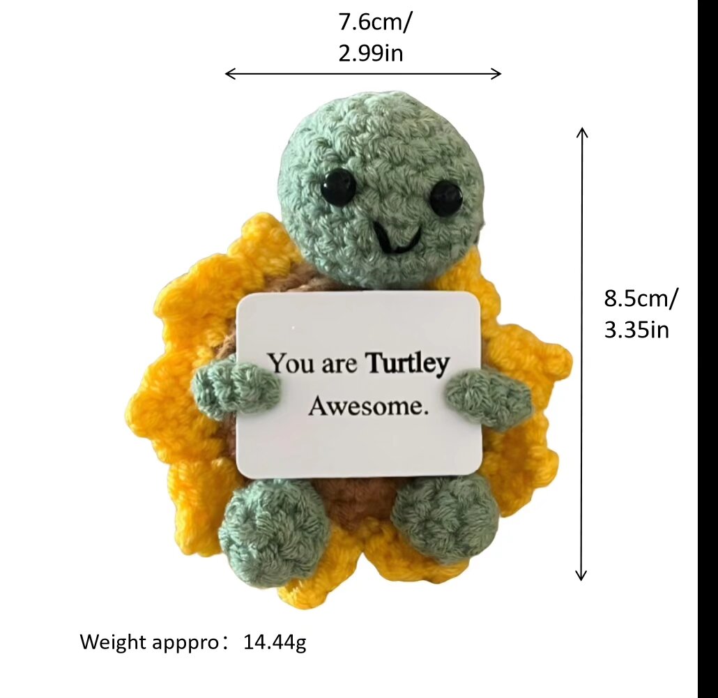 Crochet Motivational Turtle Plush Decor