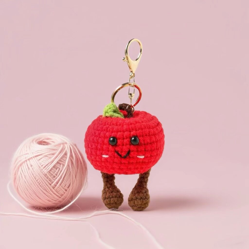 Crochet Smiling Apple Keychain Kit