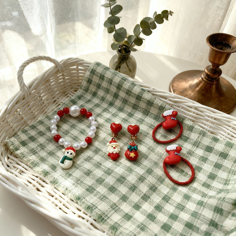 Christmas Kids Hair Accessory Set Santa Snowman