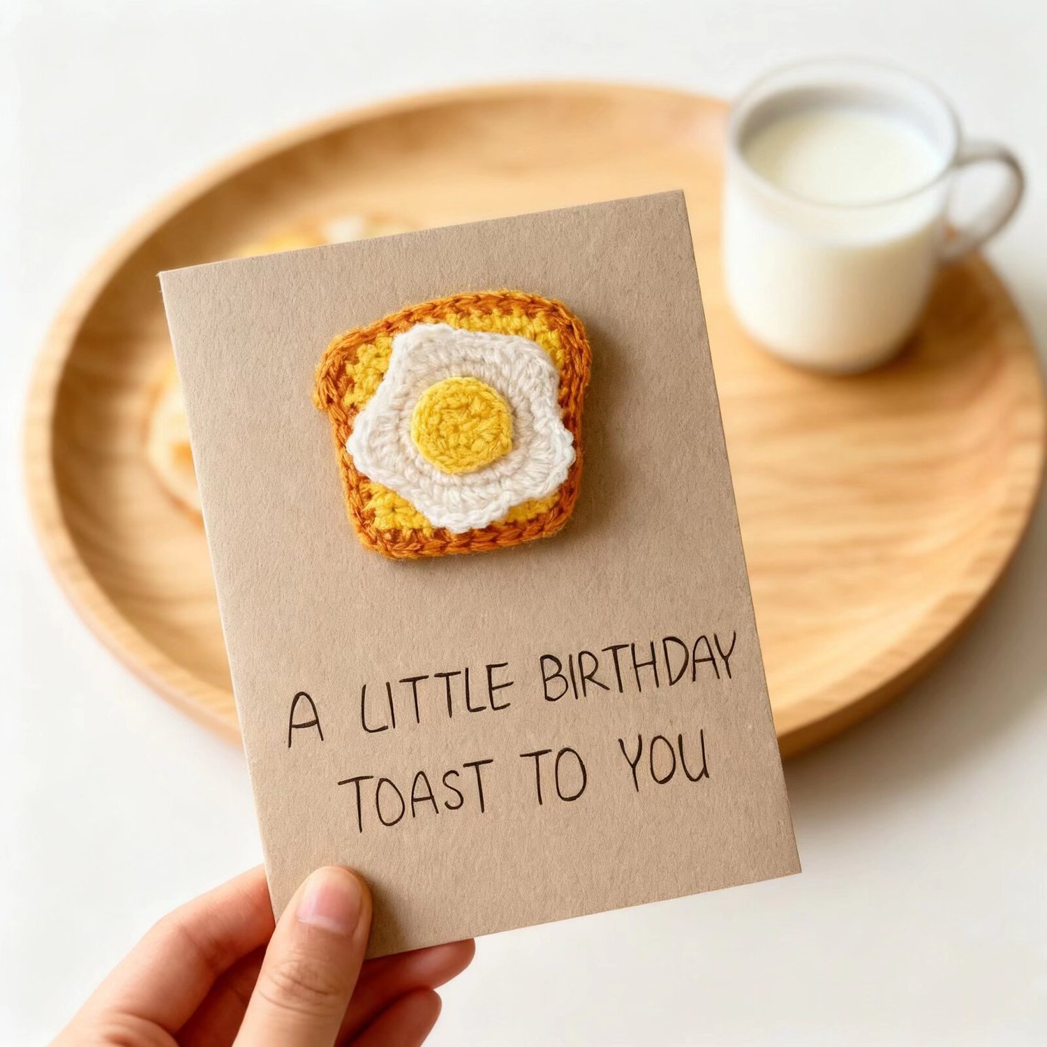 Crochet Birthday Toast Brooch Card