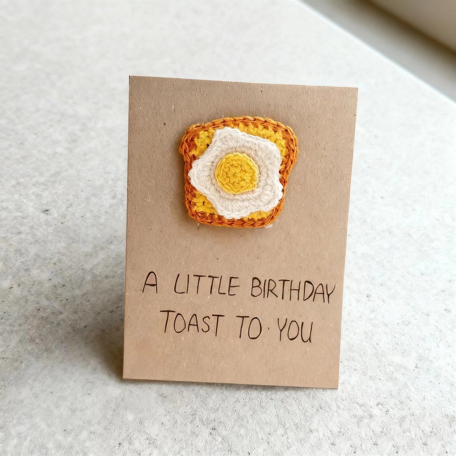 Crochet Birthday Toast Brooch Card