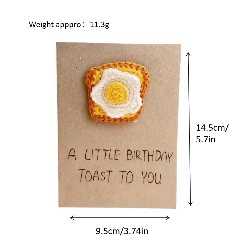 Crochet Birthday Toast Brooch Card