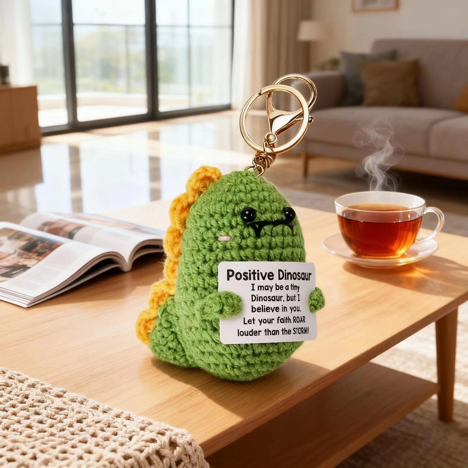 Crochet Positive Dinosaur Keychain Kit