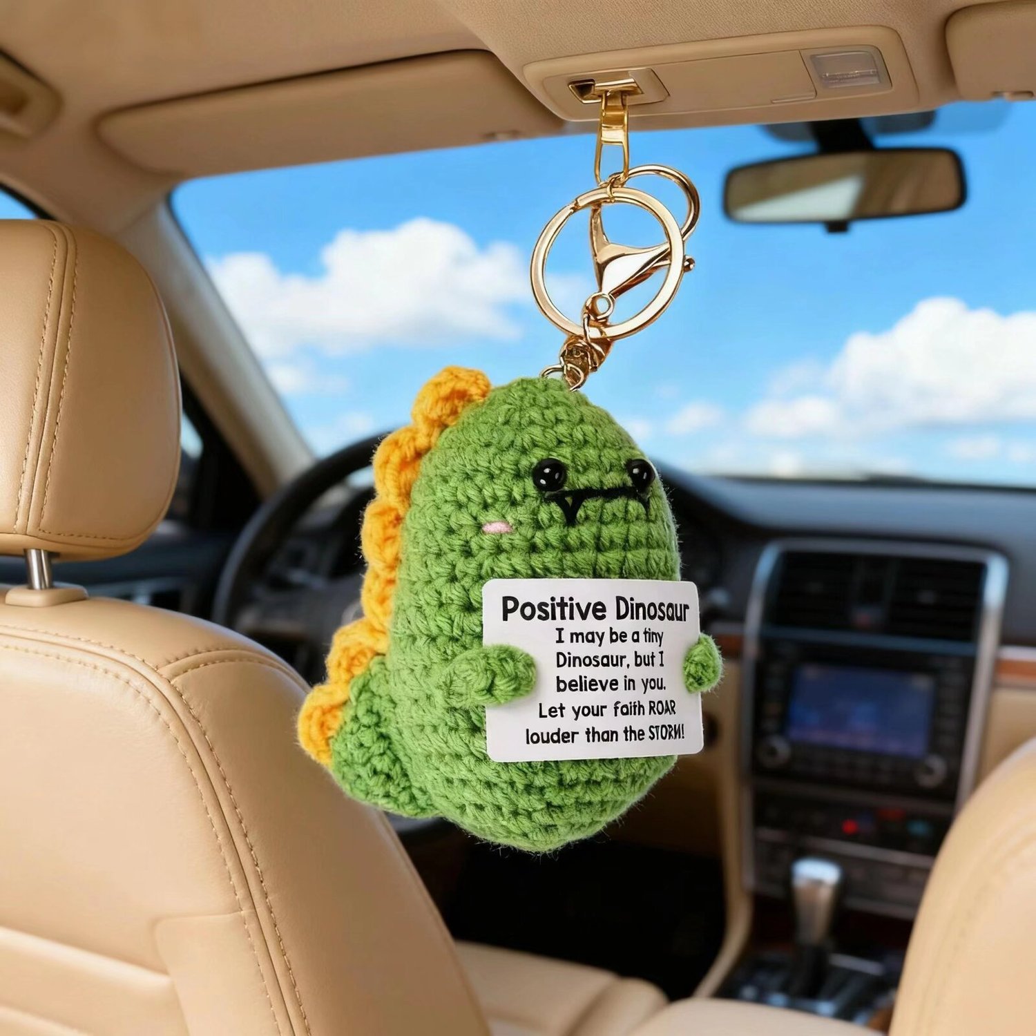 Crochet Positive Dinosaur Keychain Kit