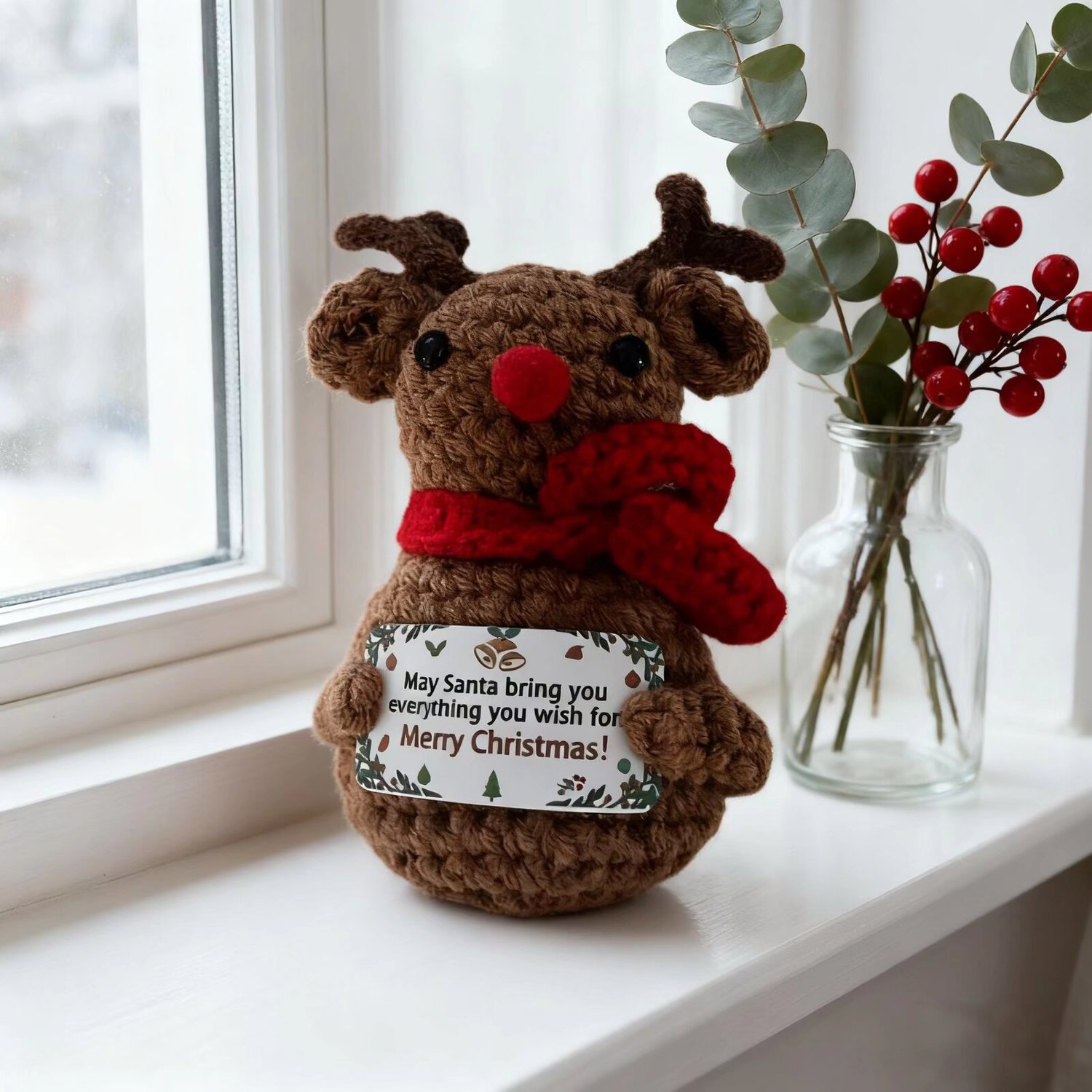 Crochet Christmas Moose Doll Keychain