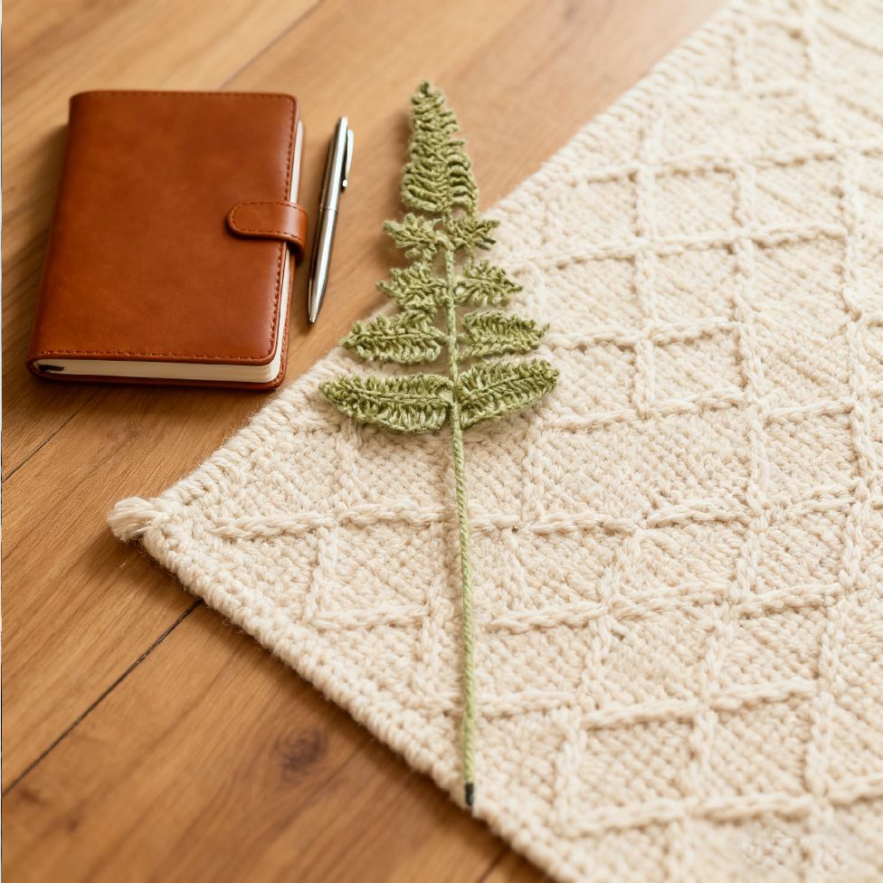 Crochet Green Fern Stem Decor