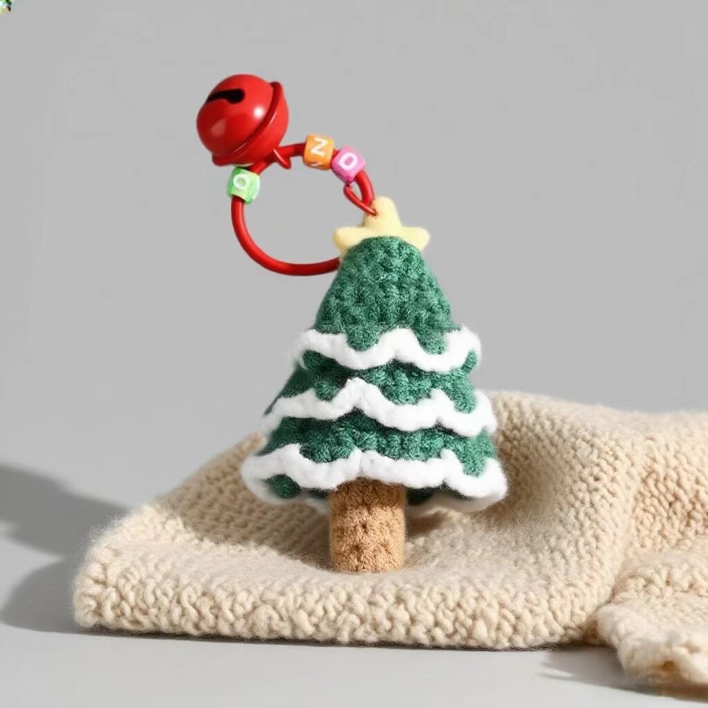 Christmas Tree Crochet Keychain