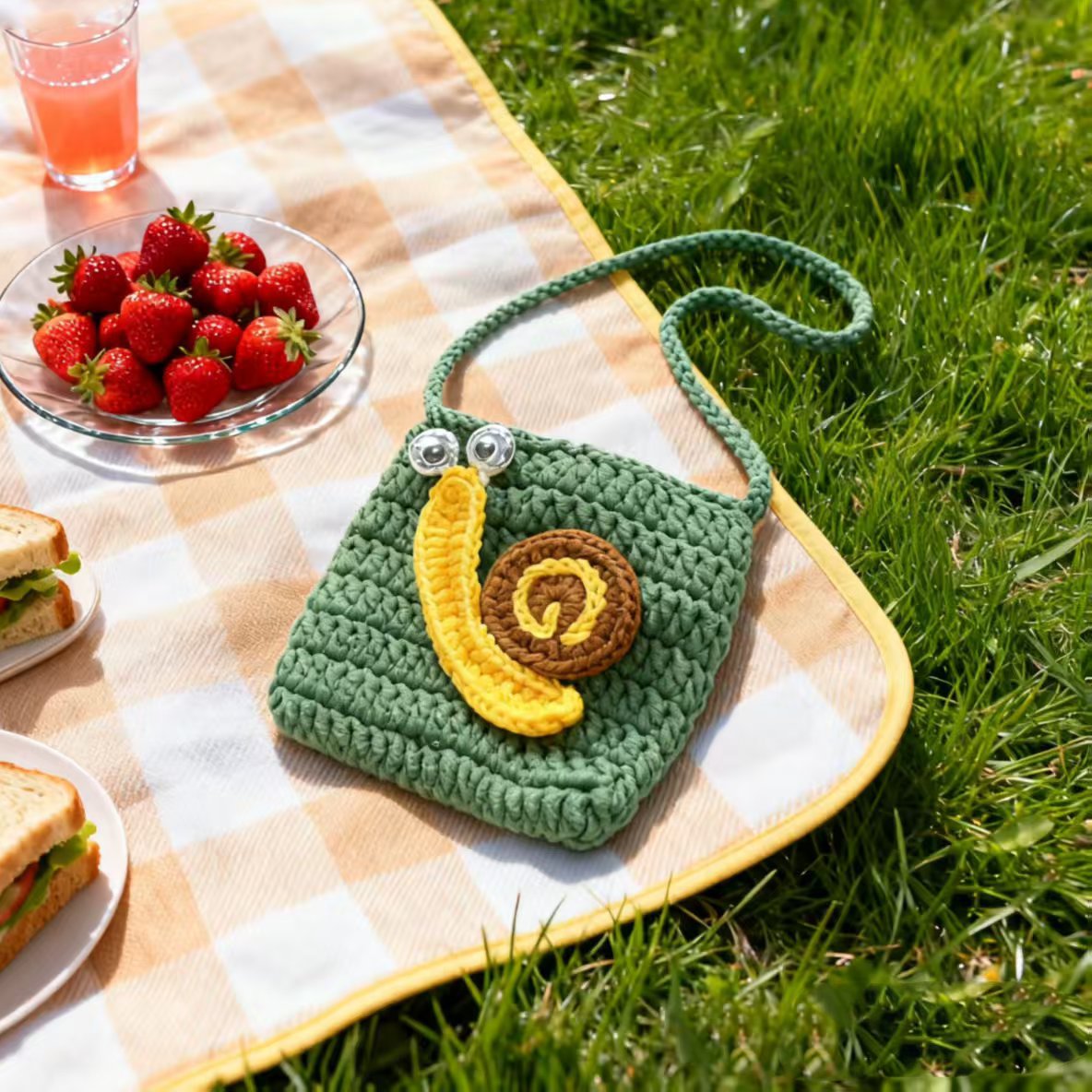 Crochet Snail Mini Crossbody Bag