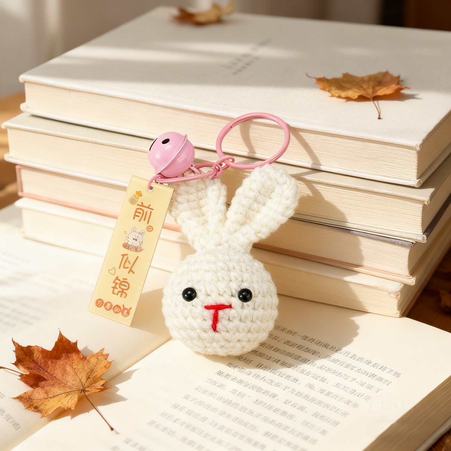 Crochet Bunny Keychain with Bell Charm