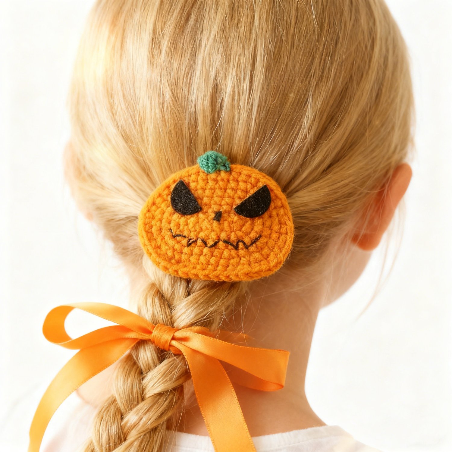 Halloween Pumpkin Crochet Hair Clip