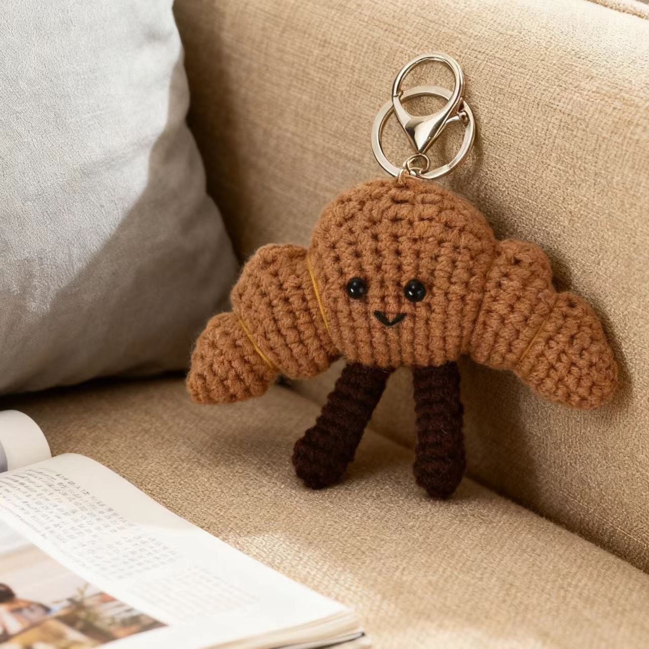 Crochet Croissant Keychain Doll Kit