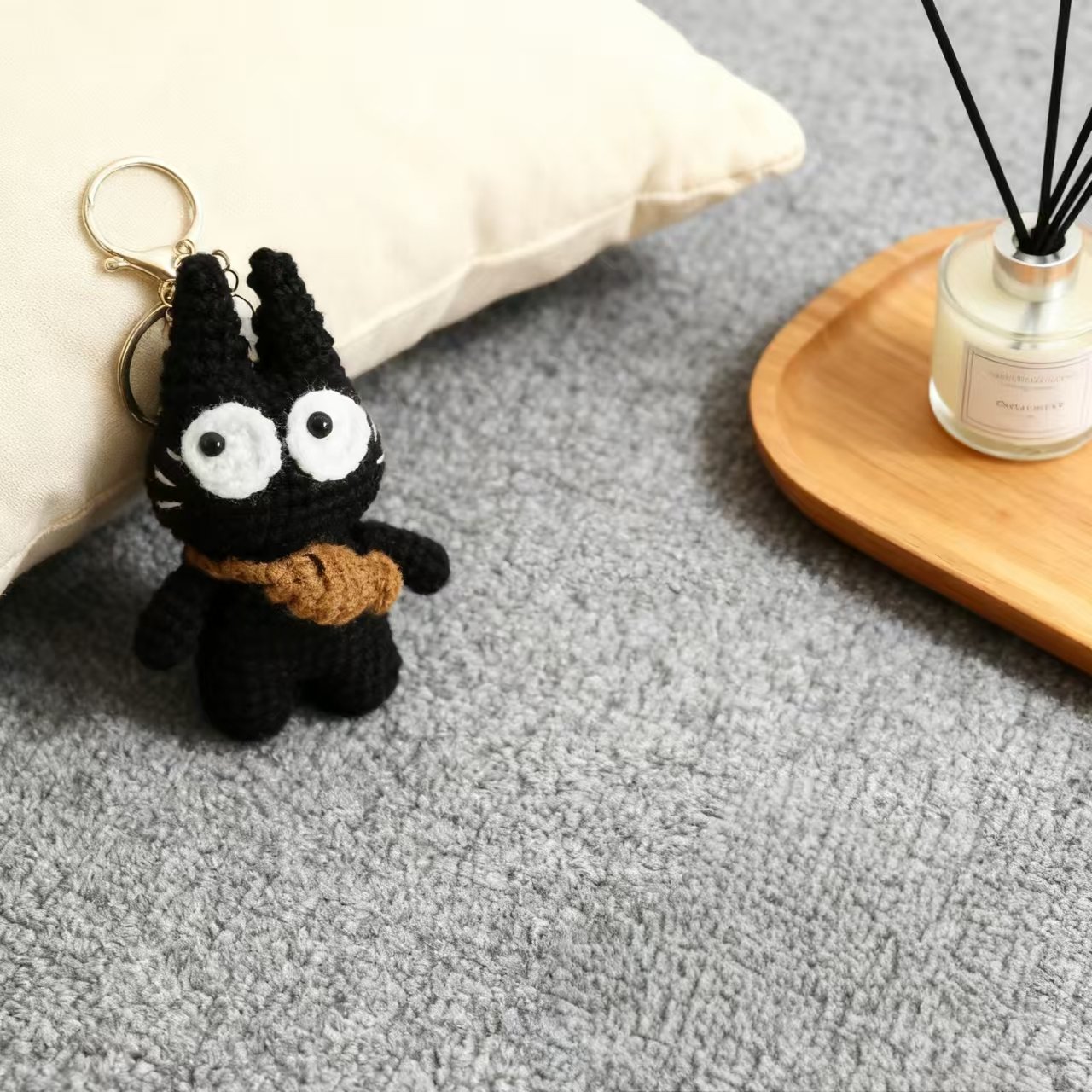 Crochet Black Cat Keychain Plush