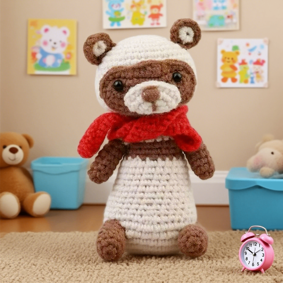 Crochet Raccoon Doll Kit Easy Beginner Craft Set