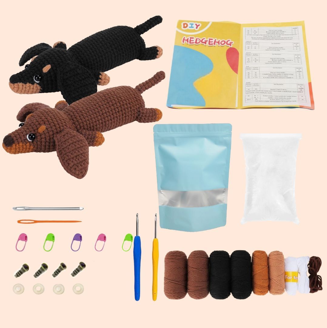 Crochet Dachshund Doll Kit Cute Animal Toy