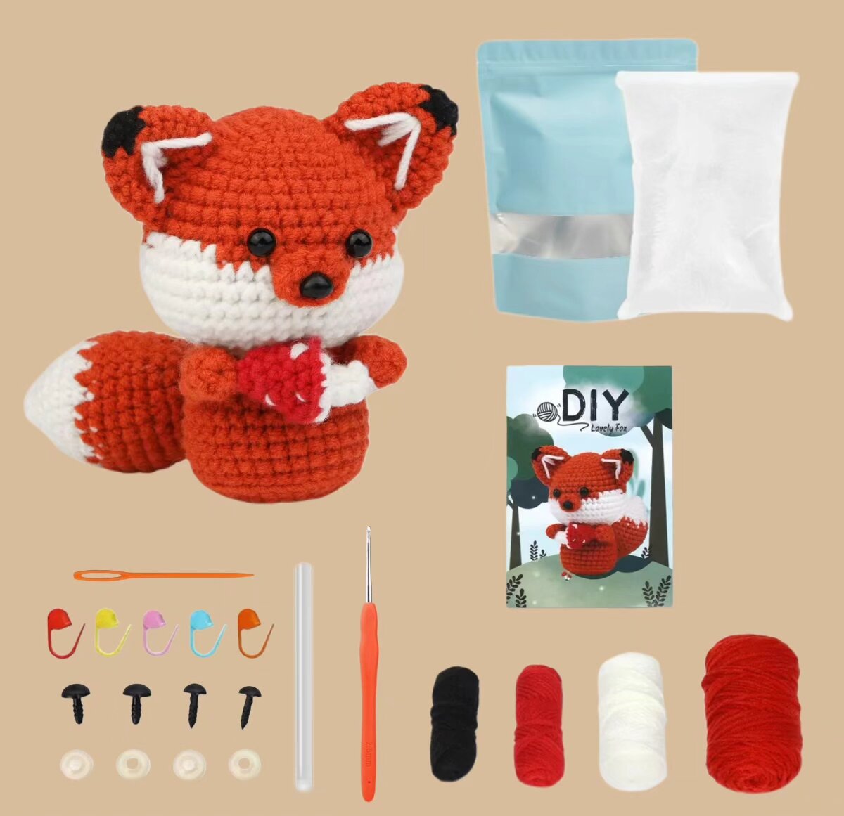 Crochet Fox Doll Kit Easy Animal Amigurumi