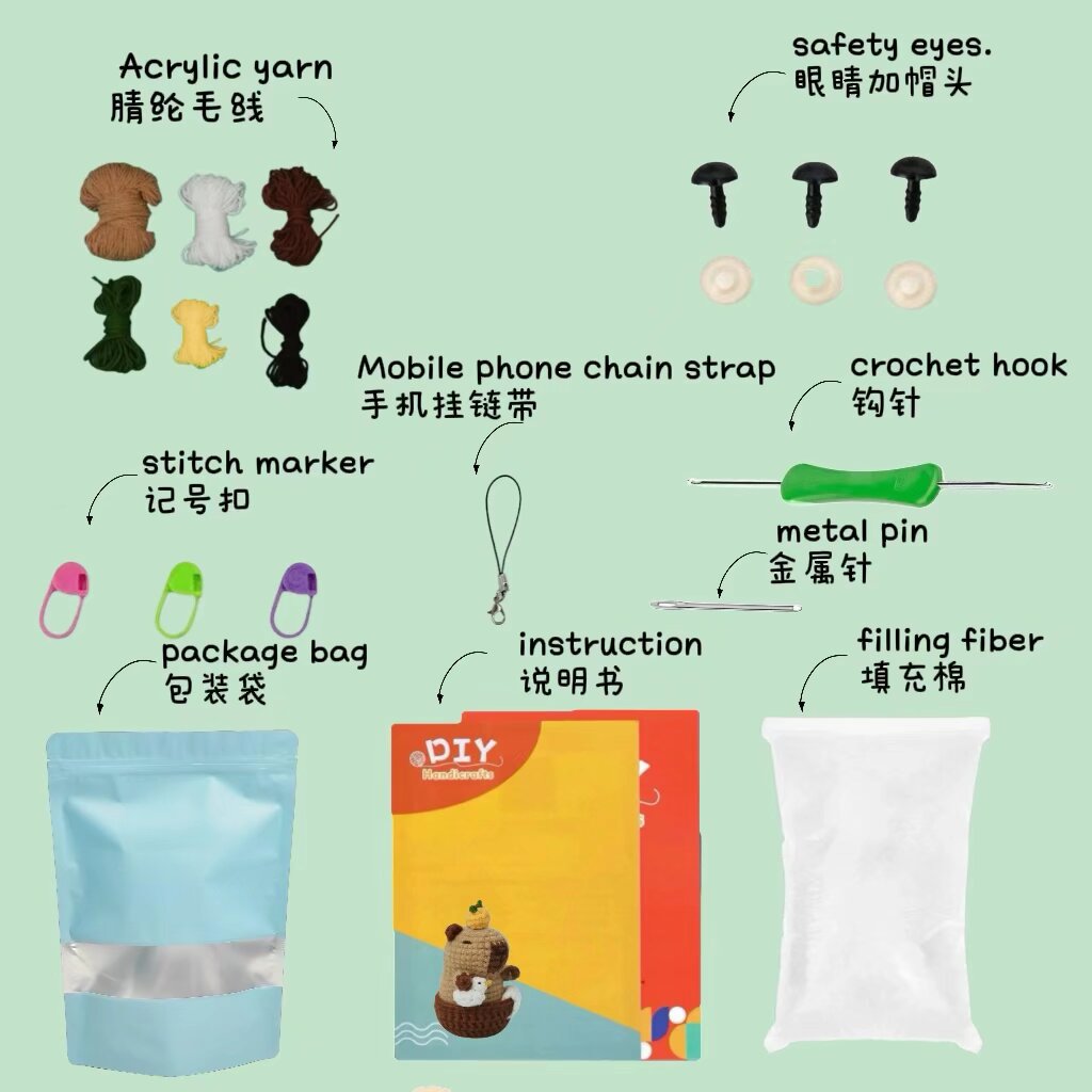 Crochet Capybara Backpack Pendant Doll Kit
