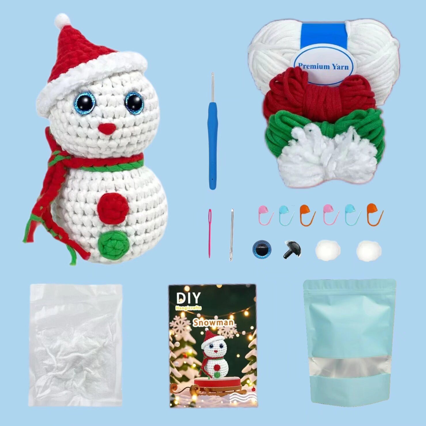 Crochet Snowman Doll Kit Winter Home Decor
