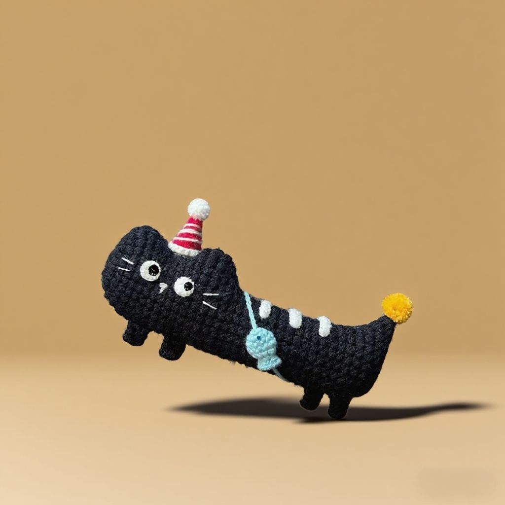 Crochet Black Cat Doll Kit Party Hat Design