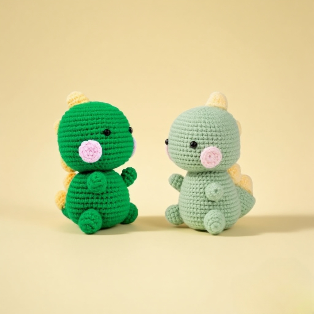 Amigurumi Dinosaur Crochet Kit Plush Keychain Set
