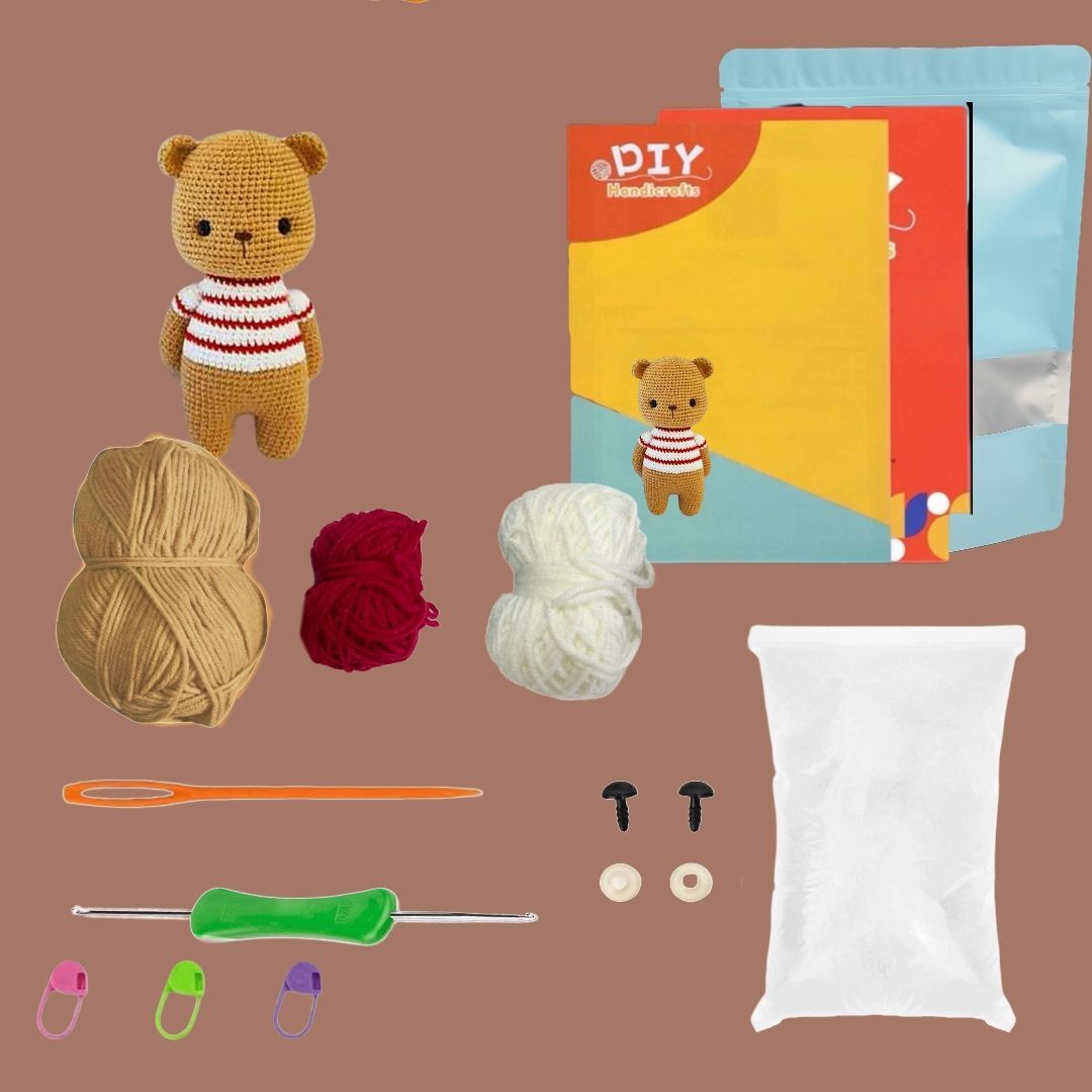 Crochet Bear Amigurumi Kit Soft Plush Starter Pack