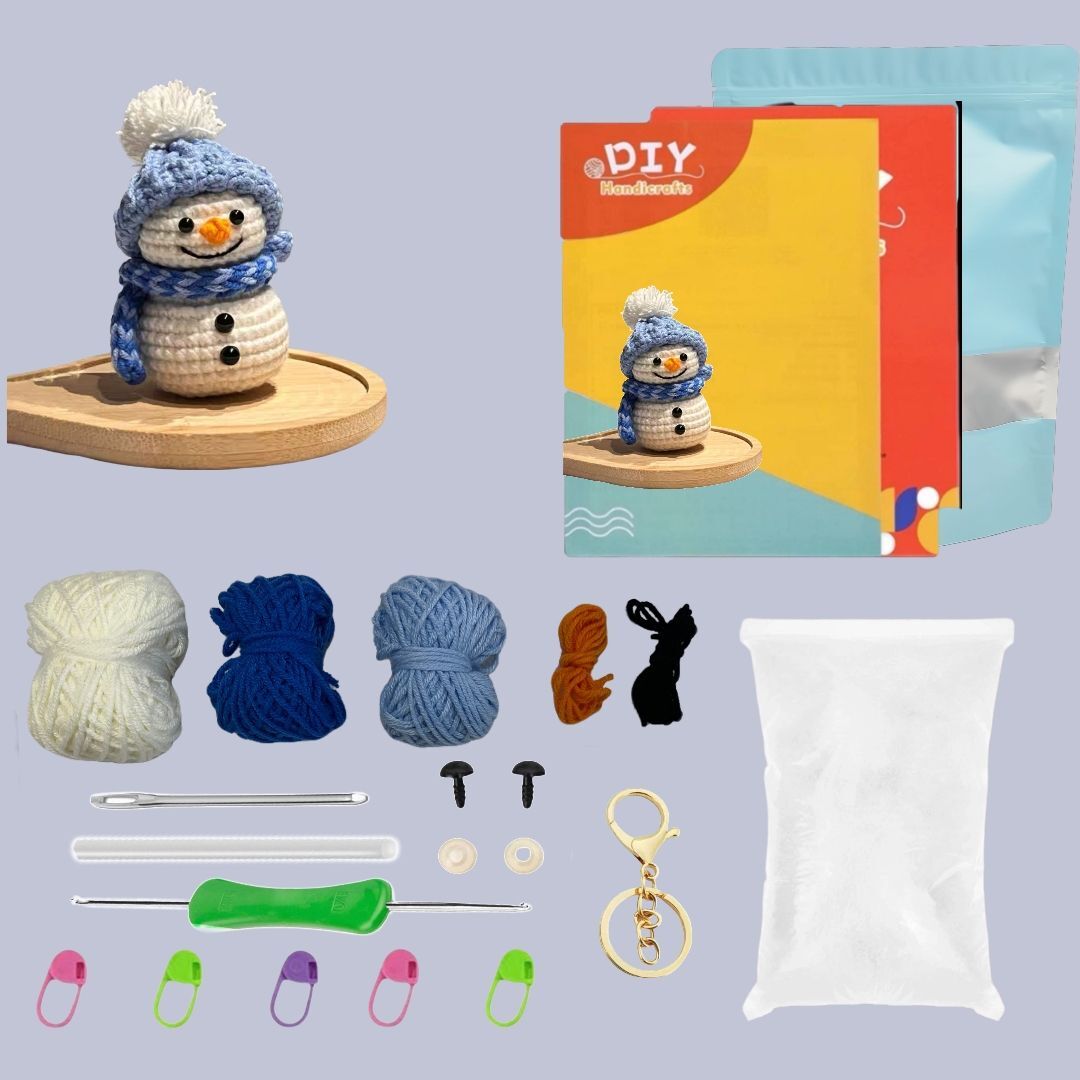 Crochet Snowman DIY Kit Holiday Plush Decoration