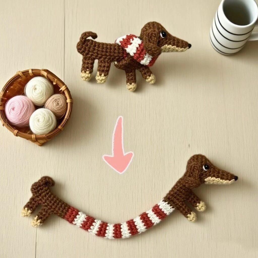 Crochet Dog Keychain Kit Long Body Design