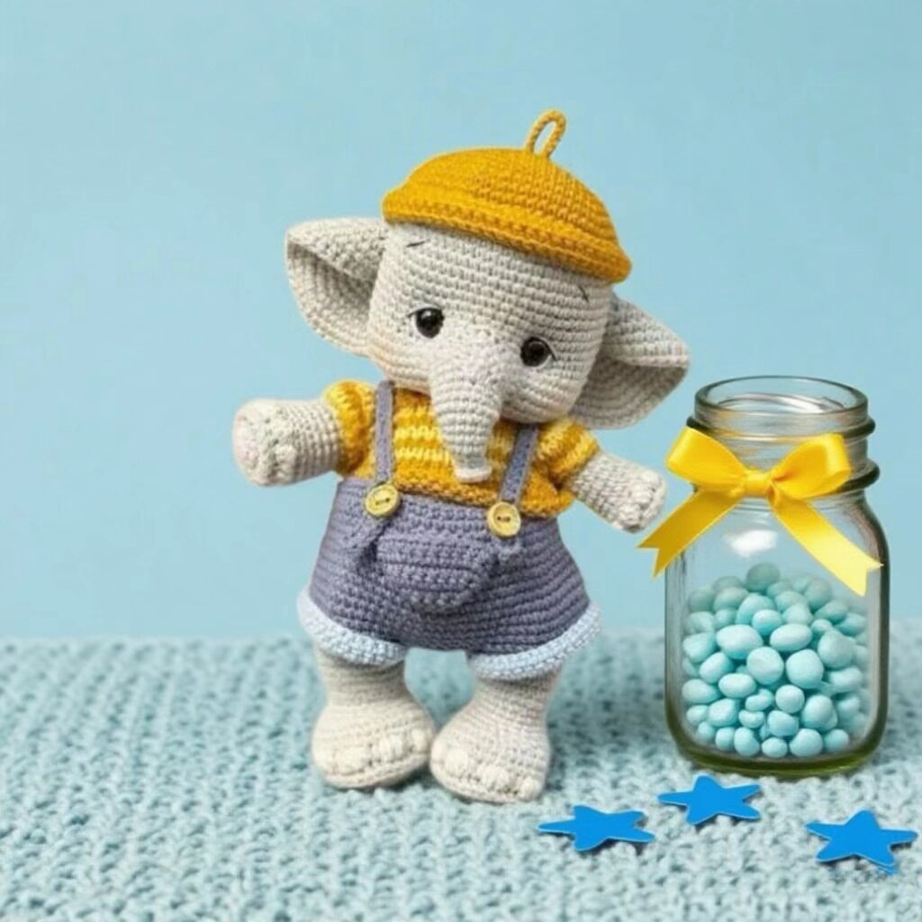 Crochet Elephant Doll Kit Beginner Friendly Yarn Set