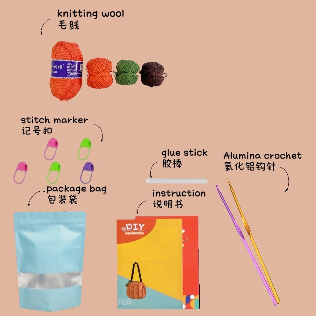 Crochet Pumpkin Handbag DIY Kit