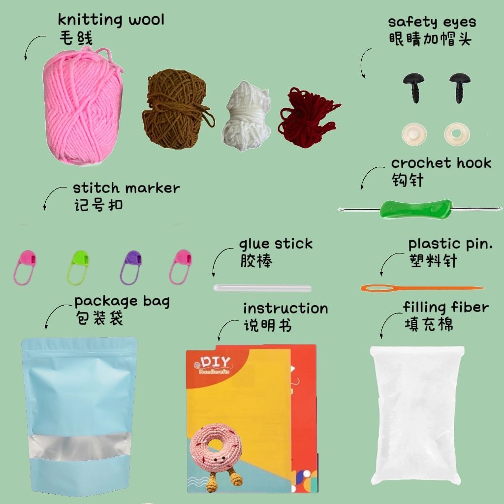 Crochet Donut Keychain Plush DIY Kit