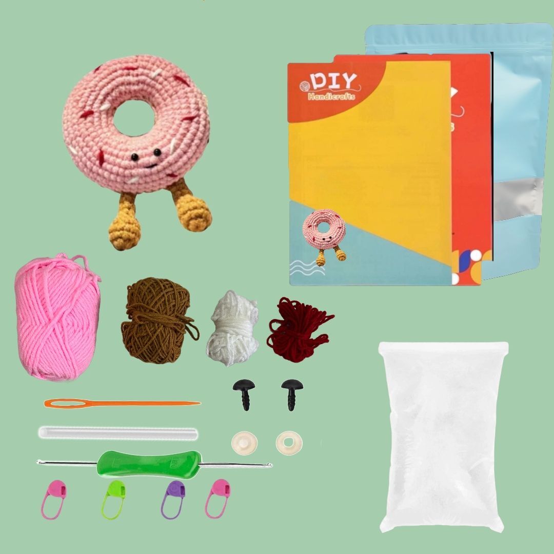 Crochet Donut Keychain Plush DIY Kit