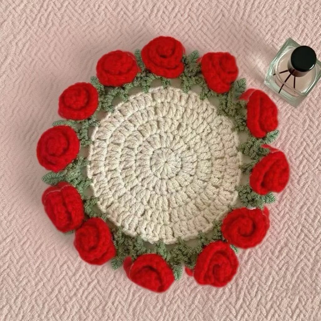 Crochet Rose Coaster Starter Kit Floral Cup Mat