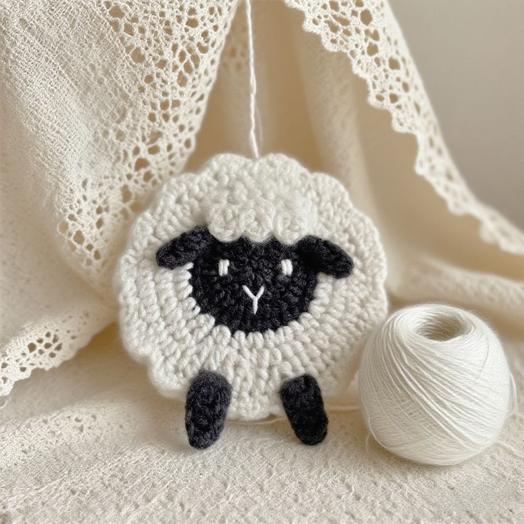 Crochet Sheep Coaster Kit Cute Animal Drink Mat